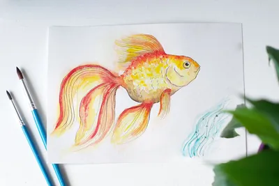 Рисунок золотая рыбка для детей - 47 фото