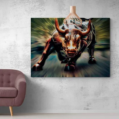 Картина на холсте Золотой бык HolstPrint размер 50 x 70 см (ID#1851083433),  цена: 597 ₴, купить на 