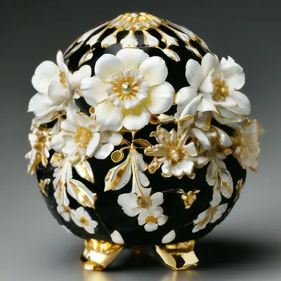 Бело чёрно золотые цветы,в стиле…» — создано в Шедевруме